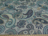 Premium Anti-Pill Paisley Teal Blue on Blue Gray Fleece F1526