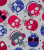Premium Anti-Pill Rock Out Skulls Silver Blue Fleece F1481