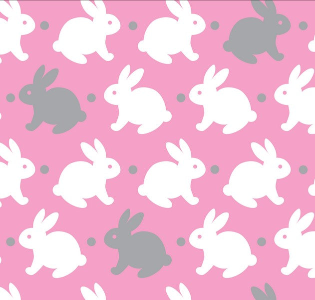 Premium Anti-Pill Bedtime Bunny Grey Pink Fleece F1465
