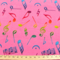 Anti-Pill Hot Pink Multi Color Music Notes Fleece F815