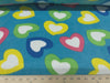 Anti-Pill Hearts on Turquoise Fleece B99