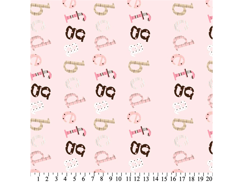 Anti-Pill ABC Wiggly Lines Pink Fleece F971
