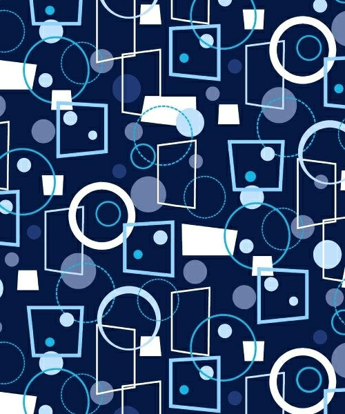 Anti-Pill Geometrics Blue Fleece 290