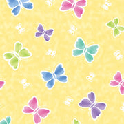 Anti Pill Rainbow Butterfly Yellow Fleece F1189