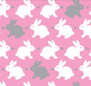 Premium Anti-Pill Bedtime Bunny Grey Pink Fleece F1465