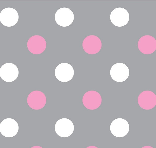 Premium Anti-Pill Happy Dots Grey Pink Fleece F1470