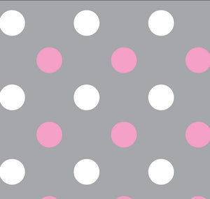 Premium Anti-Pill Happy Dots Grey Pink Fleece F1470