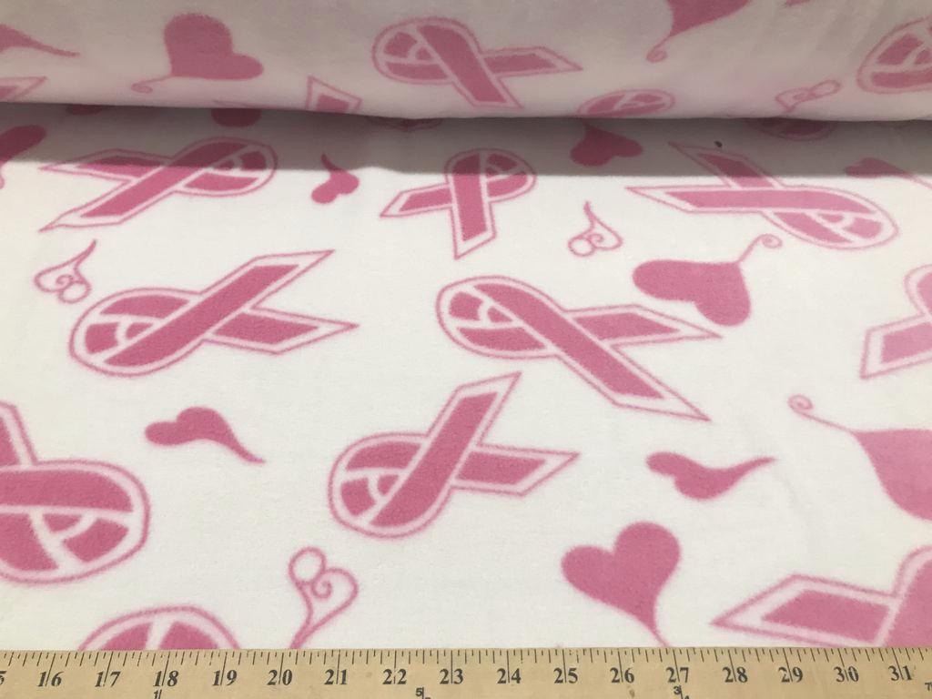 Anti Pill Pink Ribbons Hearts Fleece 91