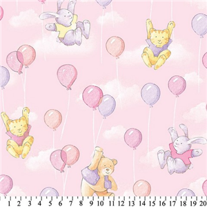 Premium Anti-Pill Balloons Bears Cat Bunny Pink Fleece F1406