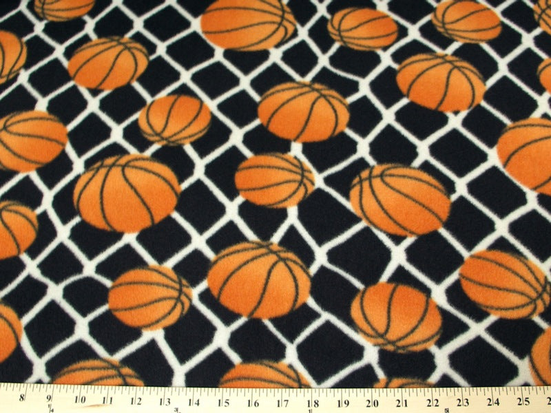 Anti Pill Basketballs On Black Fleece F324