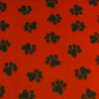 Paw Prints Med Red Paws Fleece F346