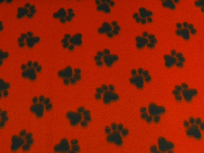 Paw Prints Med Red Paws Fleece F346